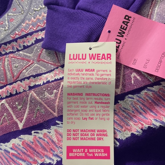 Lulu Wear Large sweatshirt nwt vintage costal grandma 90s puffy paint - Picture 3 of 11